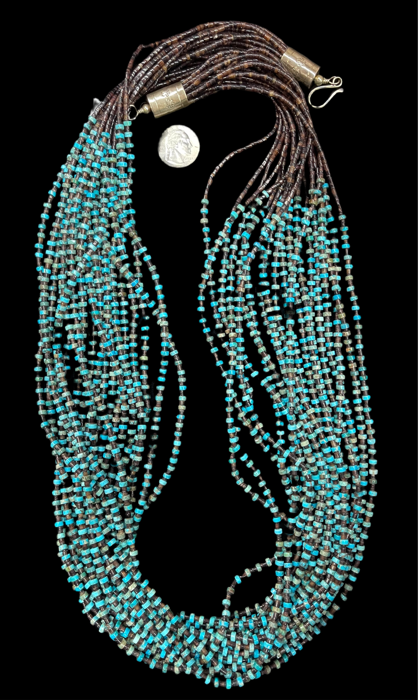 20 Strand Turquoise Heishi Bead and Pen Shell Bead Necklace
