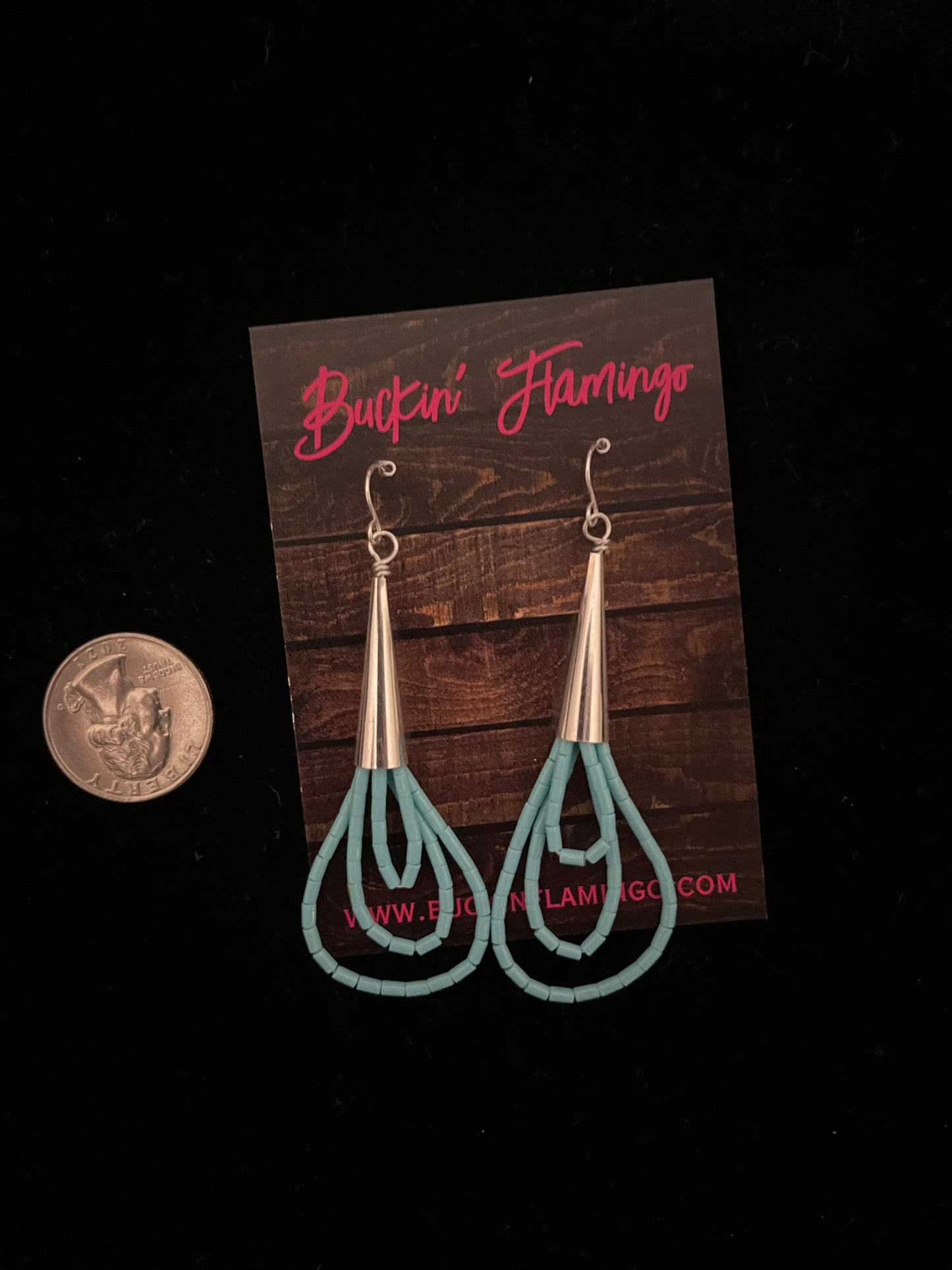 Turquoise Beaded Triple Teardrop Dangle Earrings