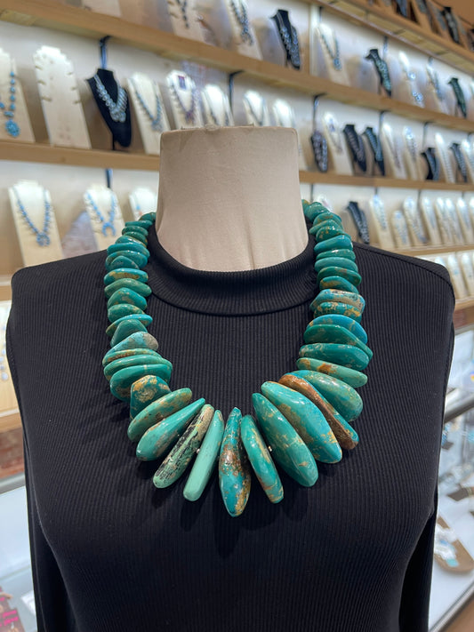 25" Amazing Royston Turquoise Slab Necklace
