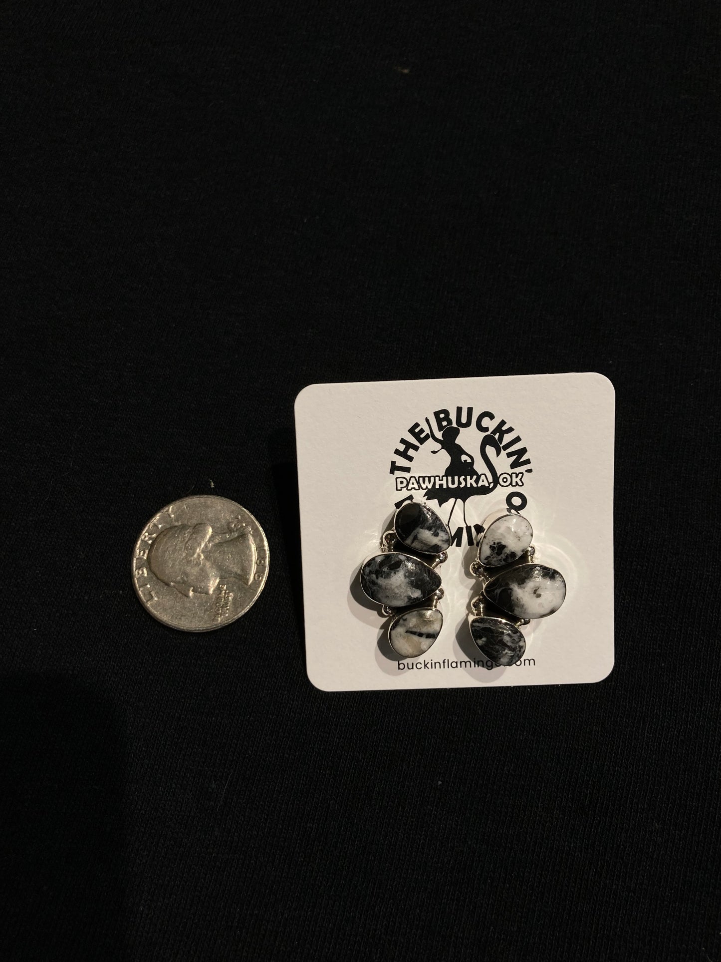 3 Stone White Buffalo Post Earrings by Sadie Jim, Navajo