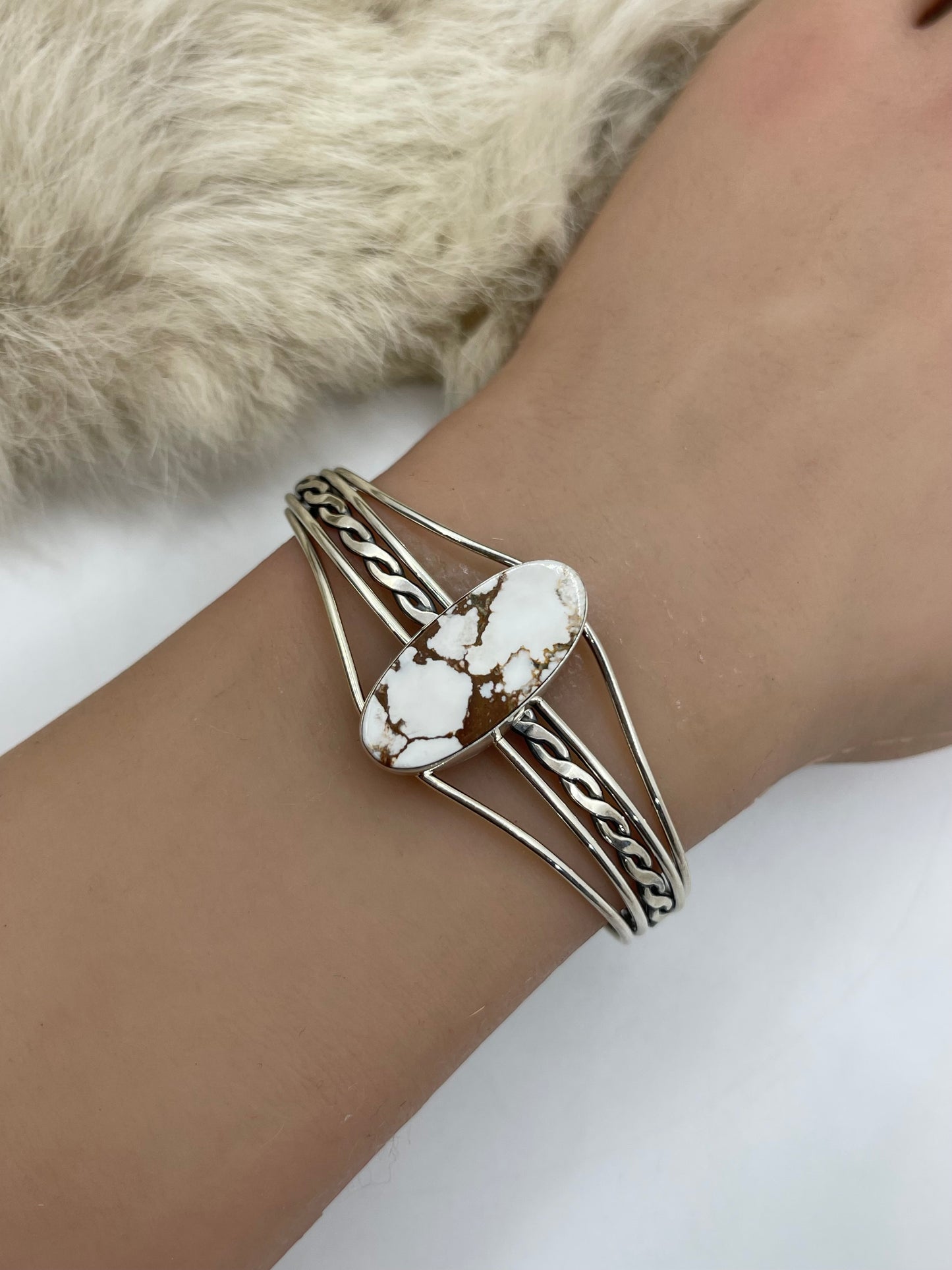 5.5”-7” Wild Horse Cuff by Joelias Draper, Navajo