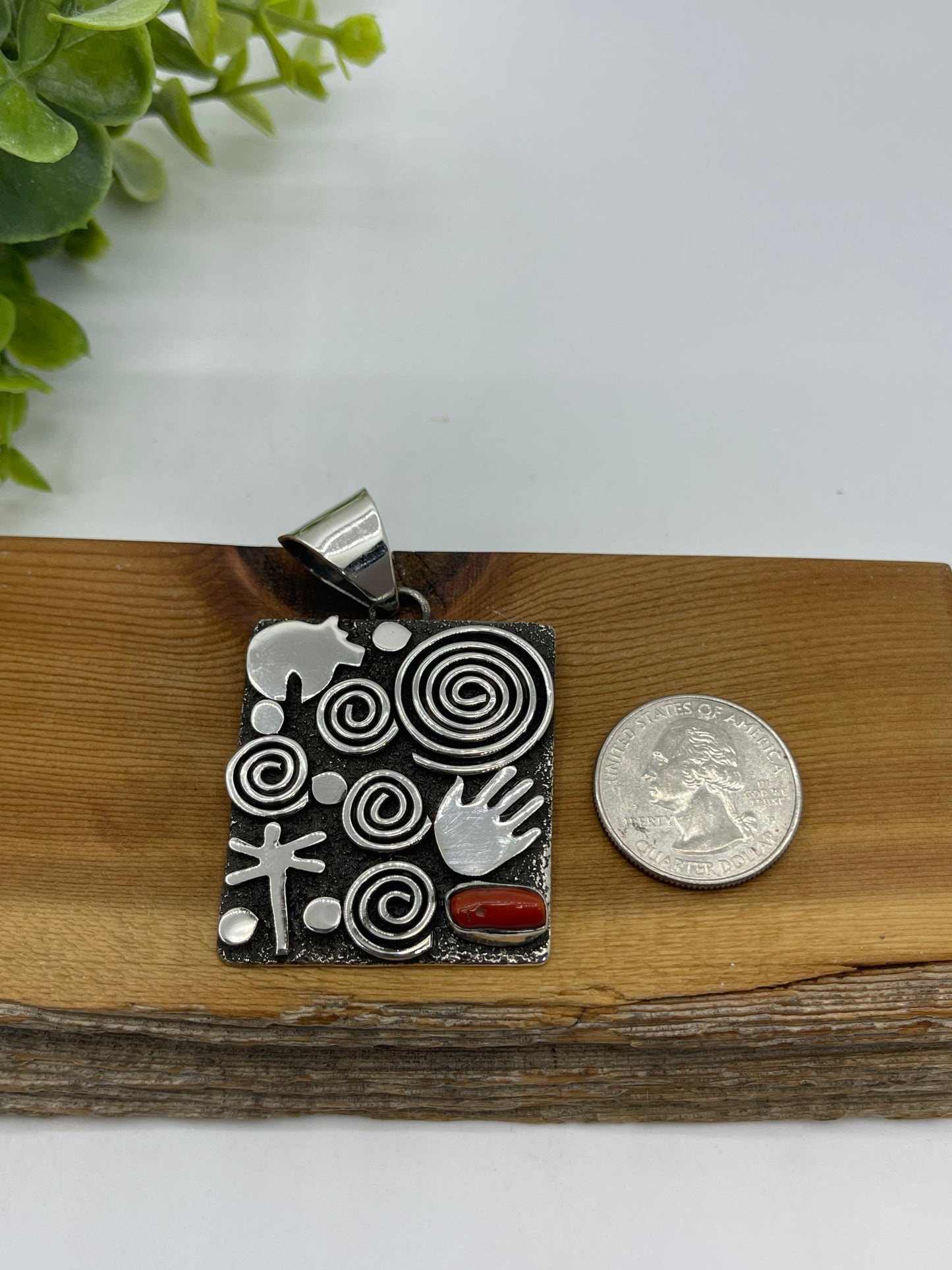 8mm Bail Red Coral Pendant by Alex Sanchez, Navajo
