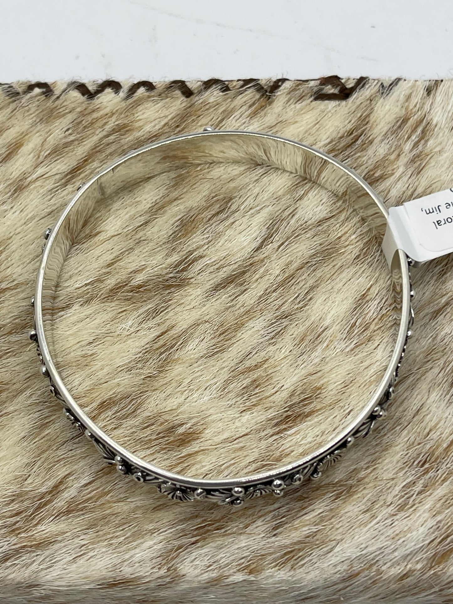 8 1/4" Silver Floral Bangle by Sadie Jim, Navajo