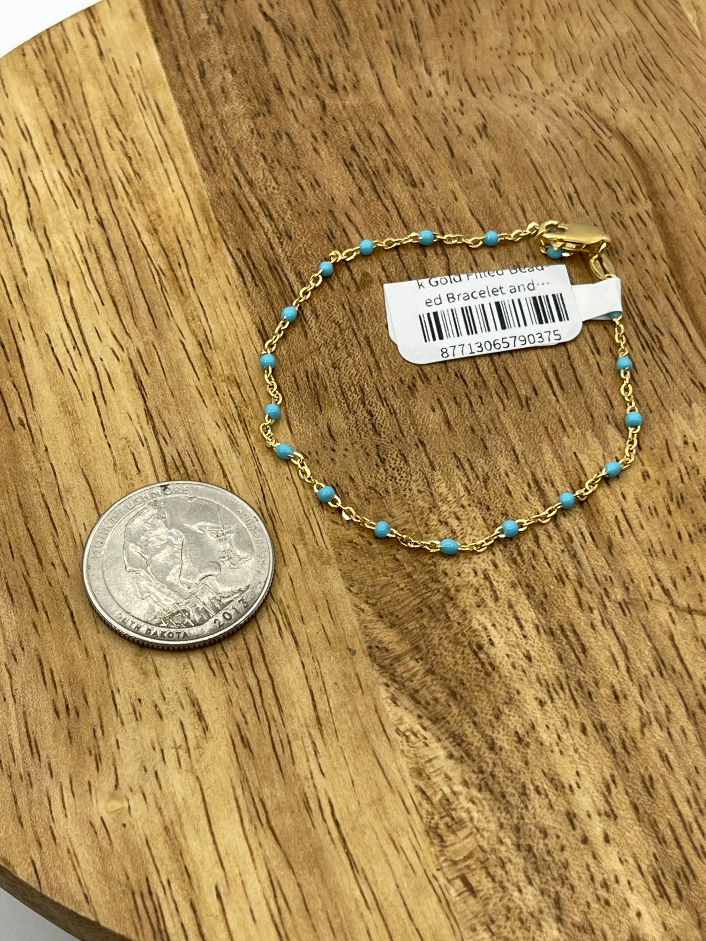 7 1/4" 14k Gold Filled Beaded Bracelet and Turquoise