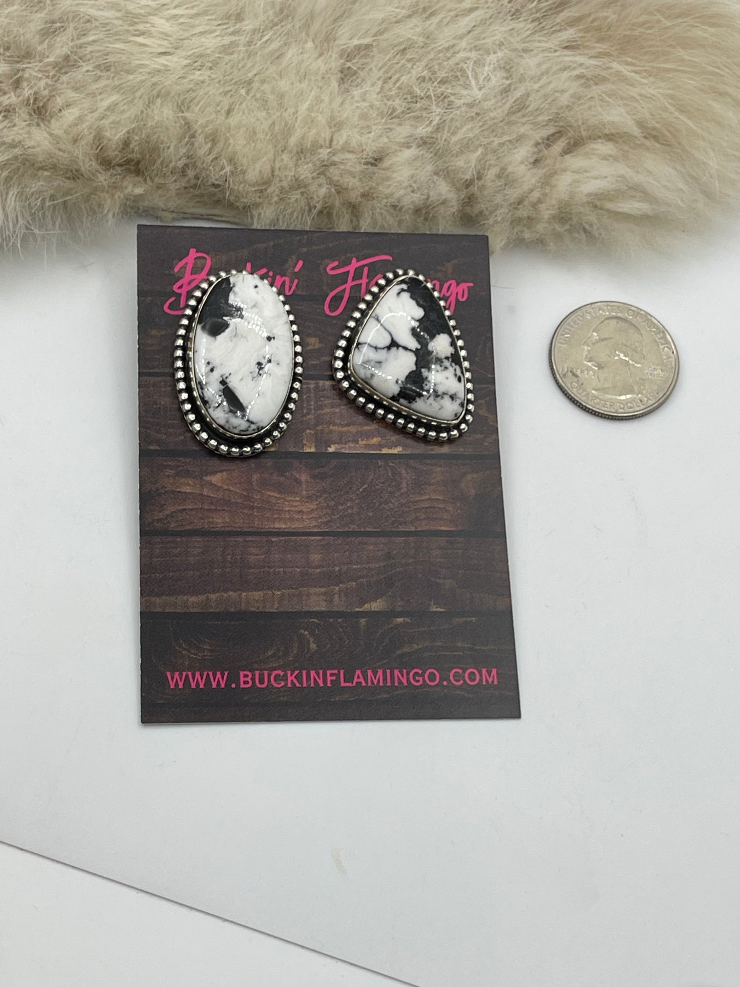 22”+4.5” White Buffalo Cluster Necklace & Earring Set by Mary Ellen Pease, Navajo