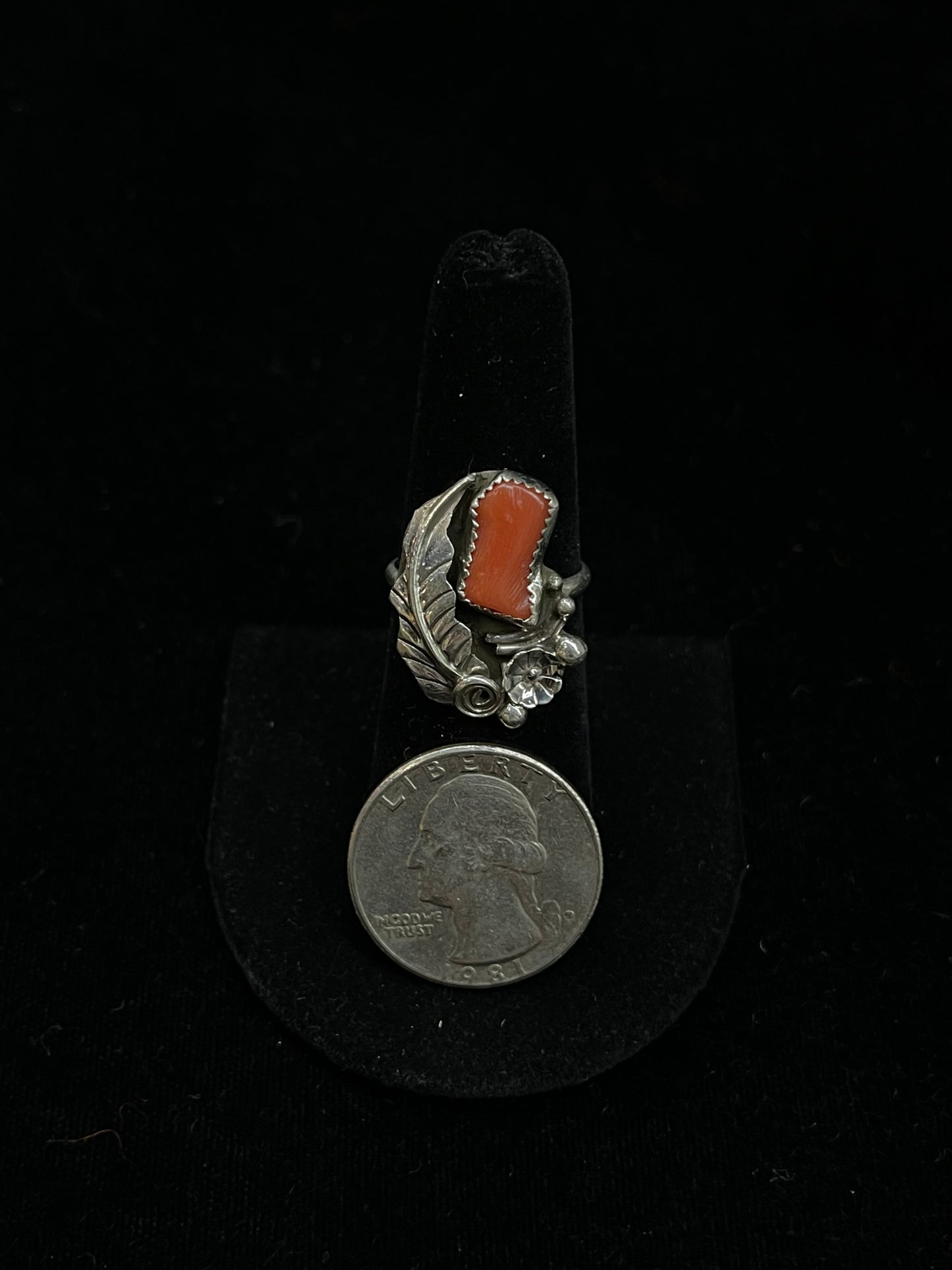 7.5 Vintage Red Coral Ring