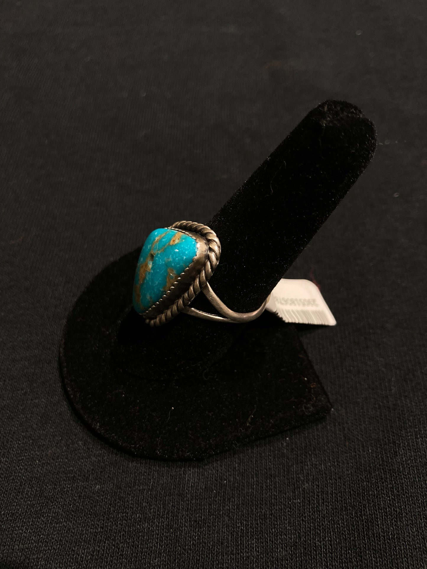 9.0 Triangle Turquoise Stone Ring by Fannie Platero, Navajo