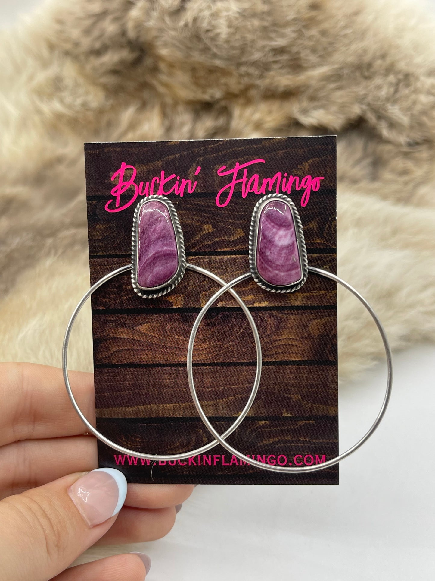 PURPLE SPINY EARRINGS BY ELOUISE KEE, NAVAJO