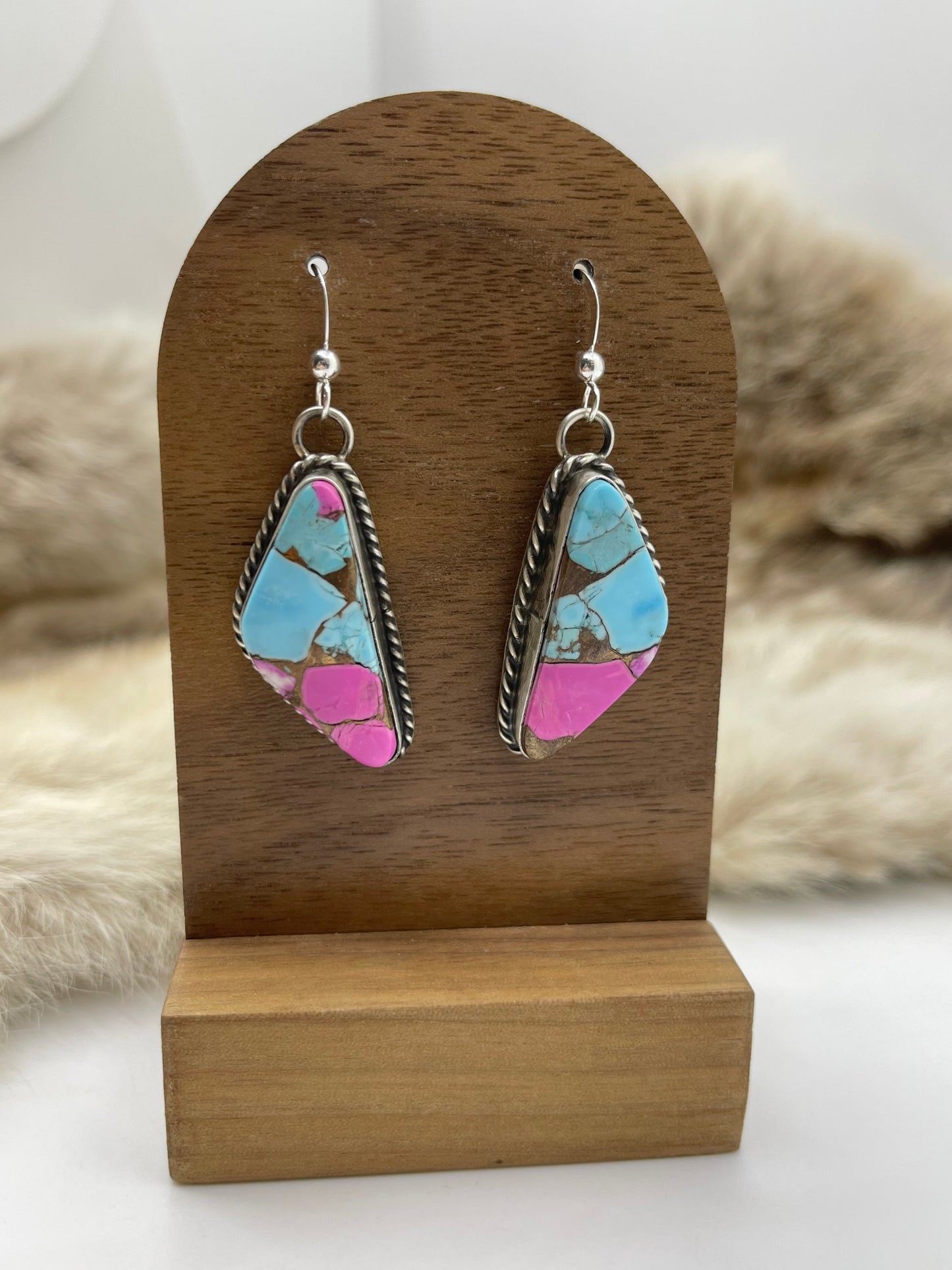 COTTON CANDY DANGLE EARRINGS BY CHASSITY BELONE, NAVAJO