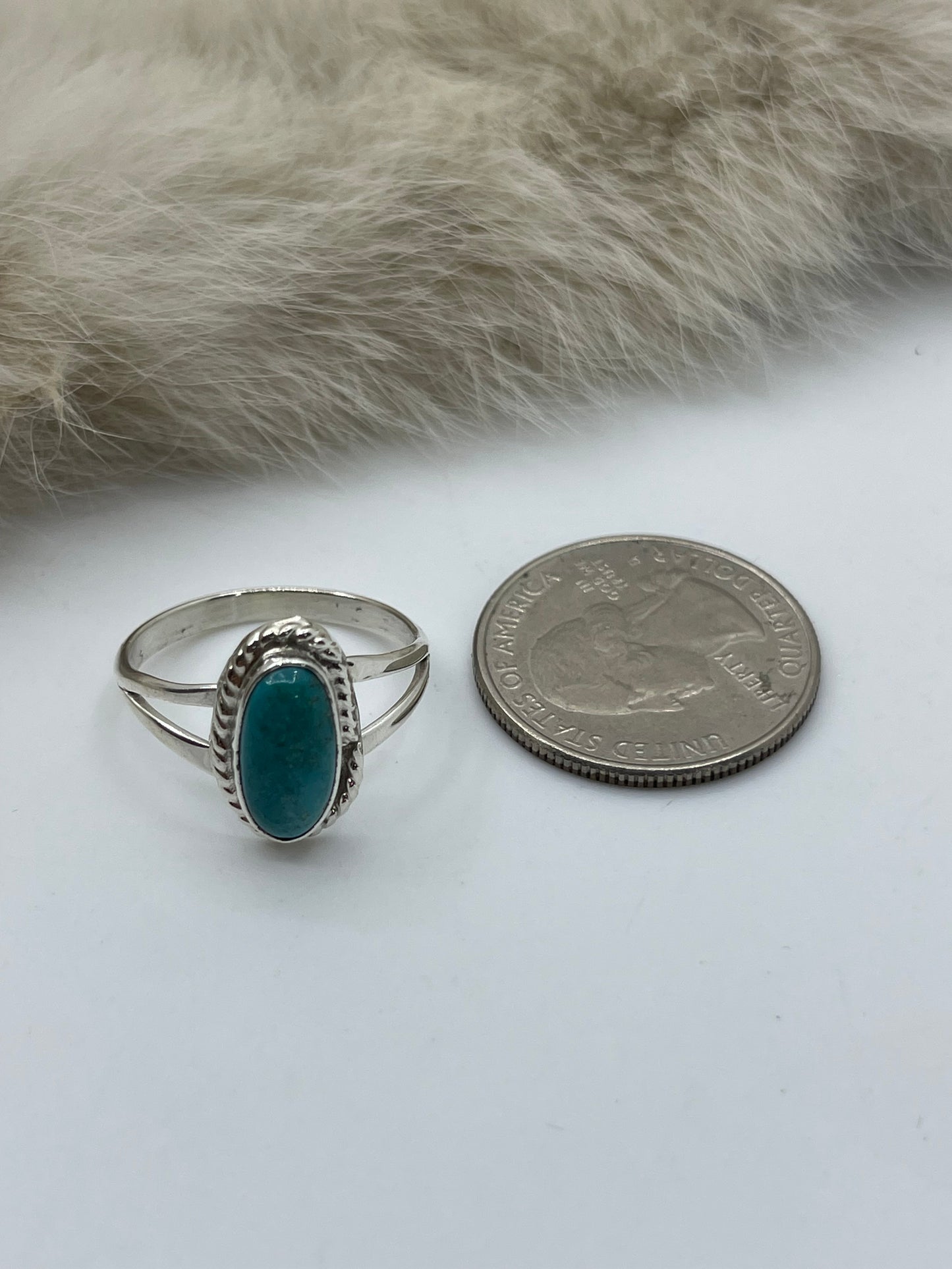 9.0 Single Oval Turquoise Ring by Gerald Joe, Navajo