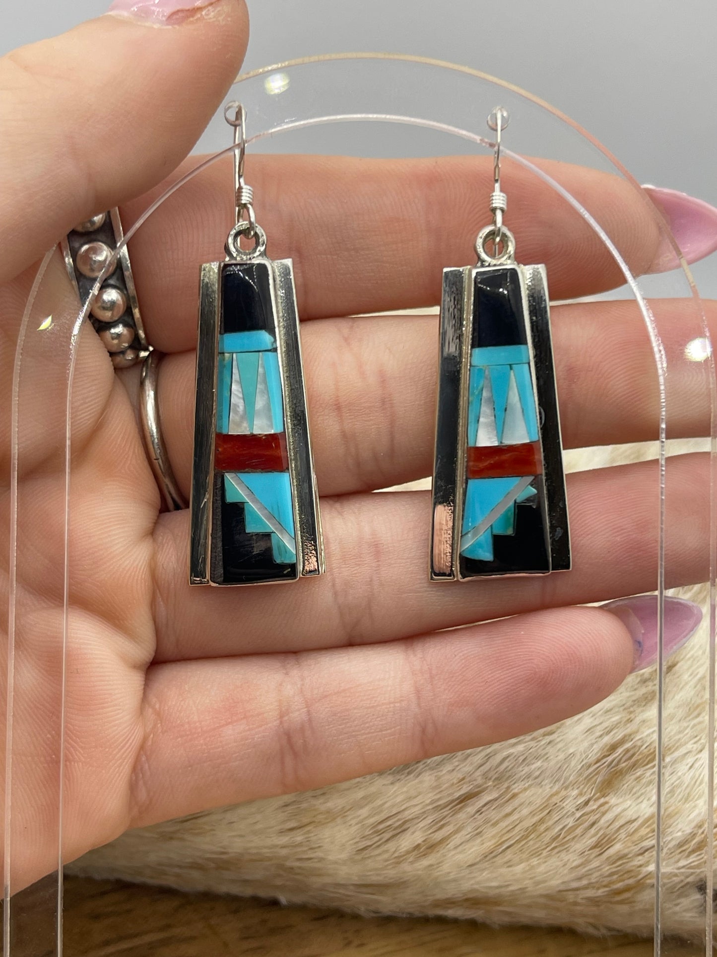 Inlaid Turquoise, Onyx, Mother of Pearl, and Red Coral by Patty Edaakie, Zuni