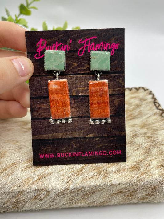 2 Stone Earrings by Selina Warner, Navajo