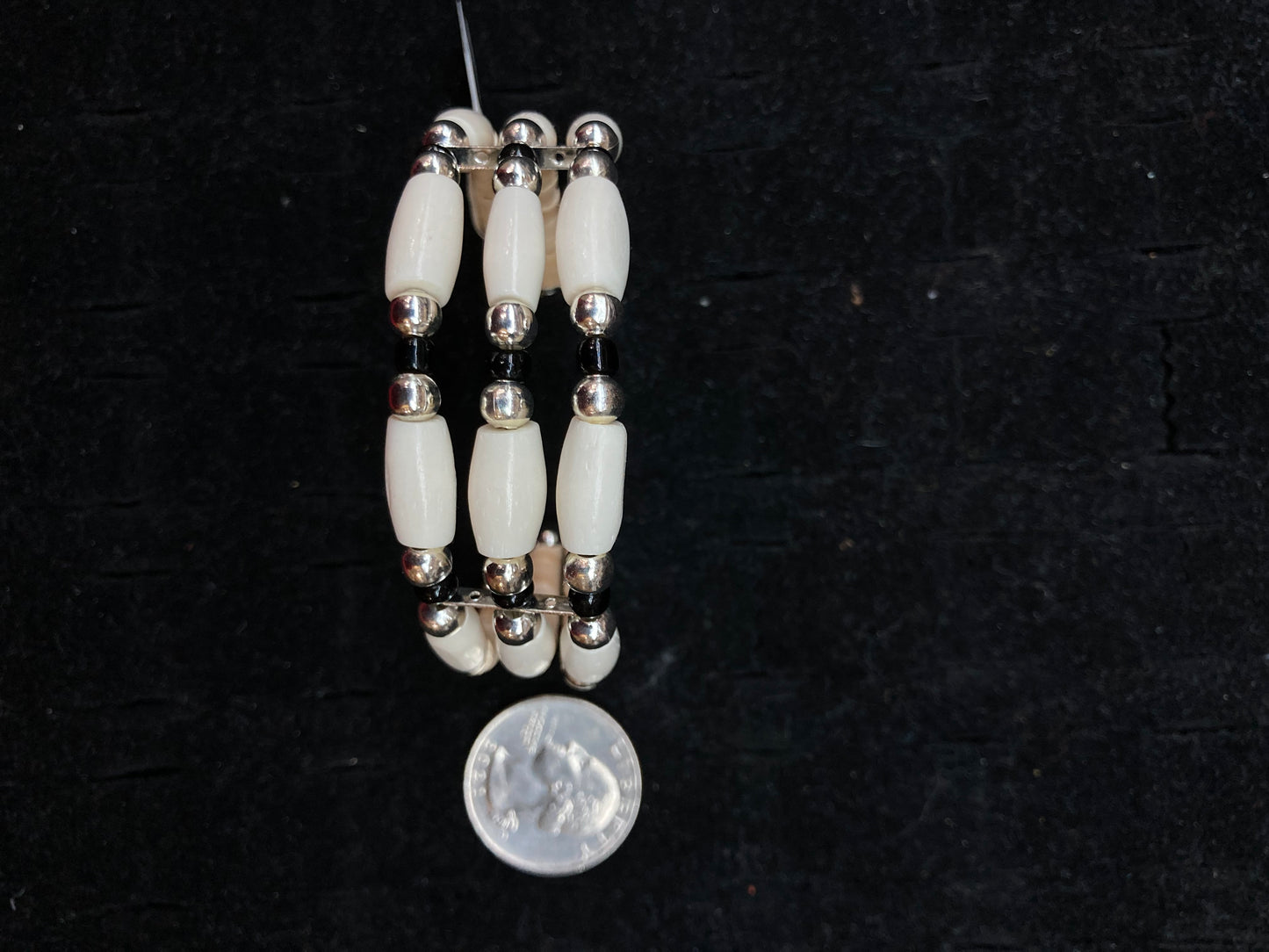 Black and White Beaded Wire Bracelet