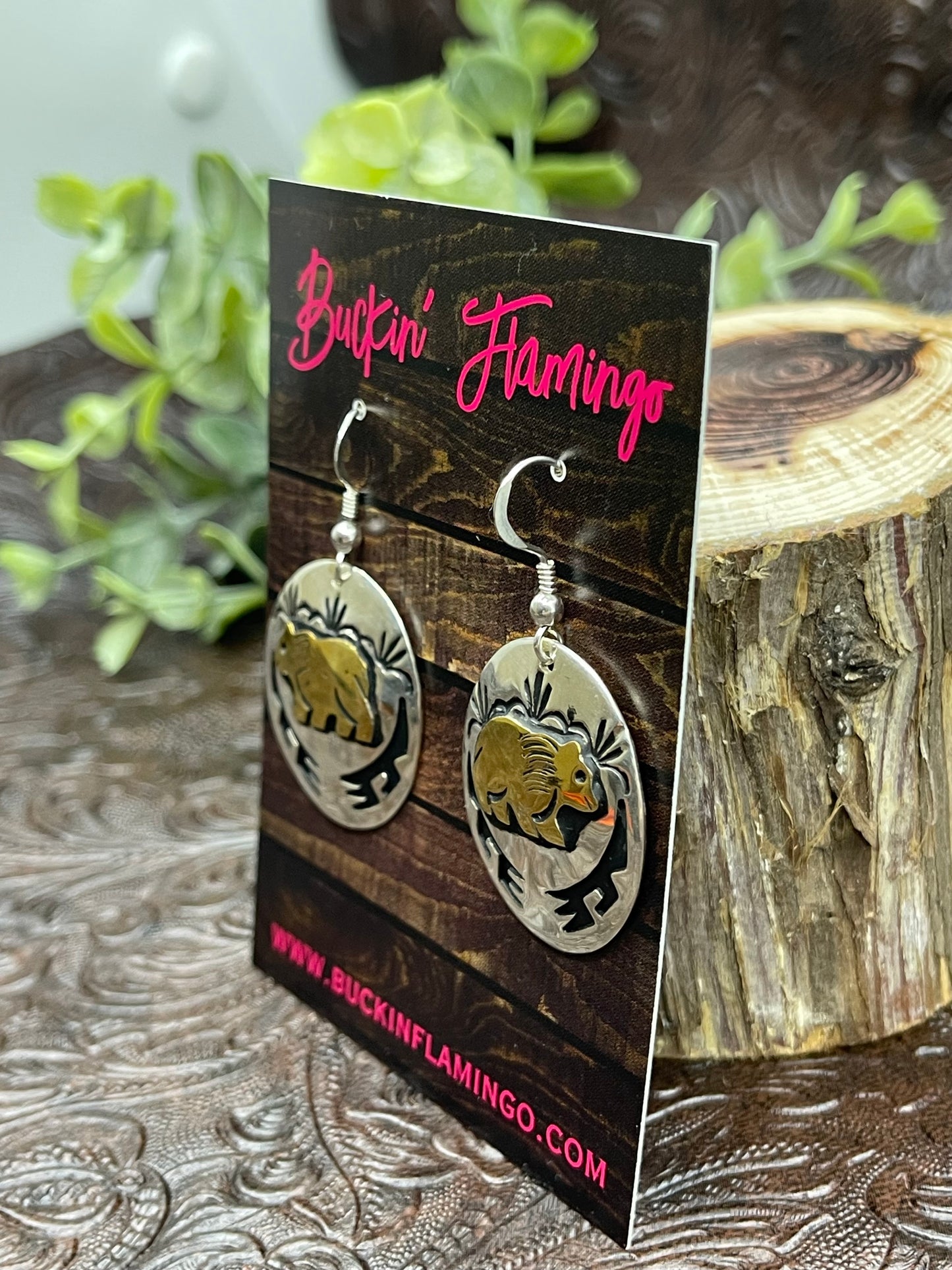 Brass Bear Earrings