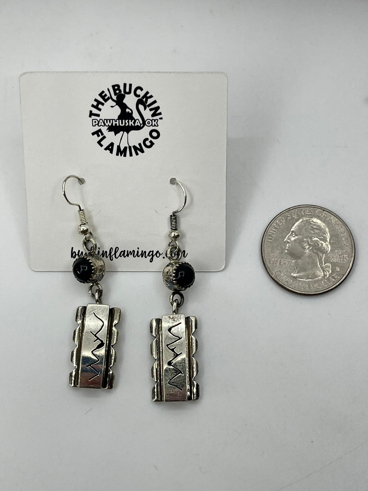 Black Spiny Earrings by Sandra Parkett, Navajo