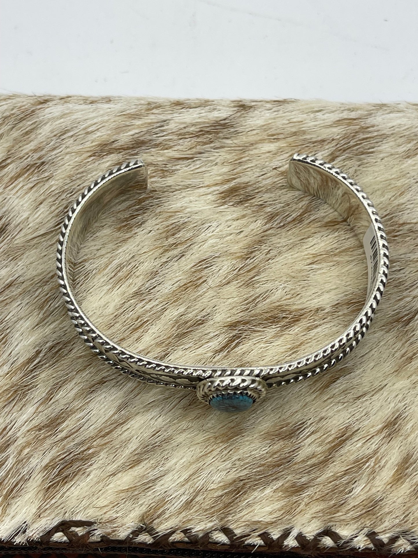 6 1/4"-7 1/2" Highgrade Kingman Web Turquoise Cuff by Jason Bahe, Navajo