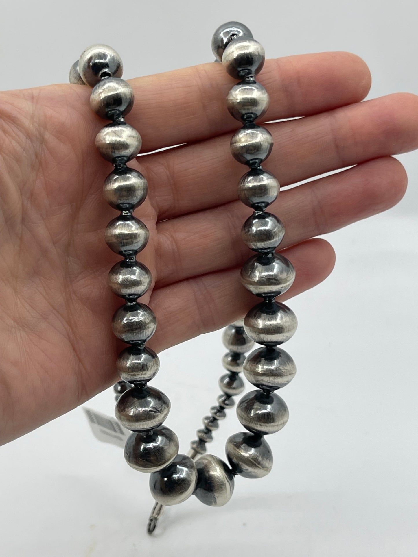 20" 6mm-13mm Handmade Navajo Pearls Necklace and Earrings Set by Treva Jim, Navajo