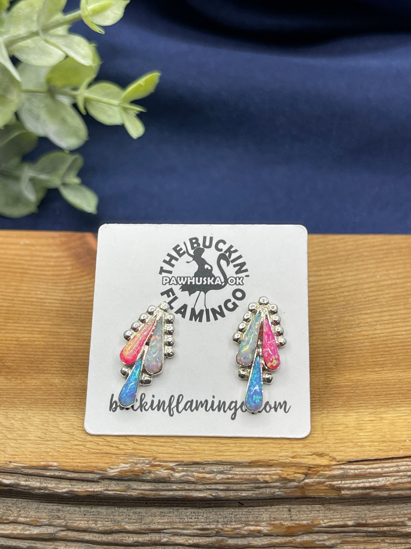 Opal Inlay Post Earrings
