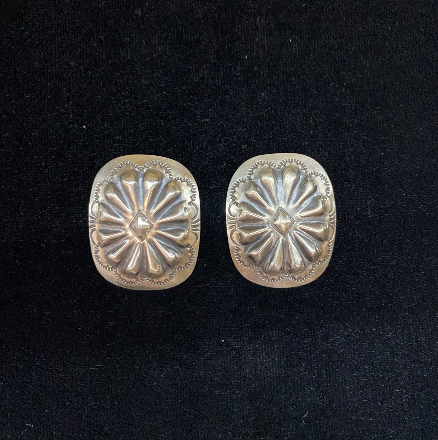 Stamped Concho Earring by Sylvia Lee, Navajo