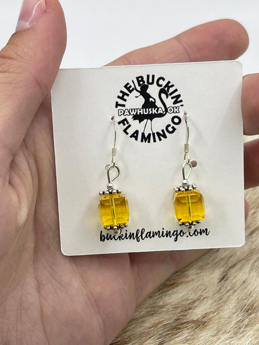 Yellow Swarovski Crystal Dangle Earrings