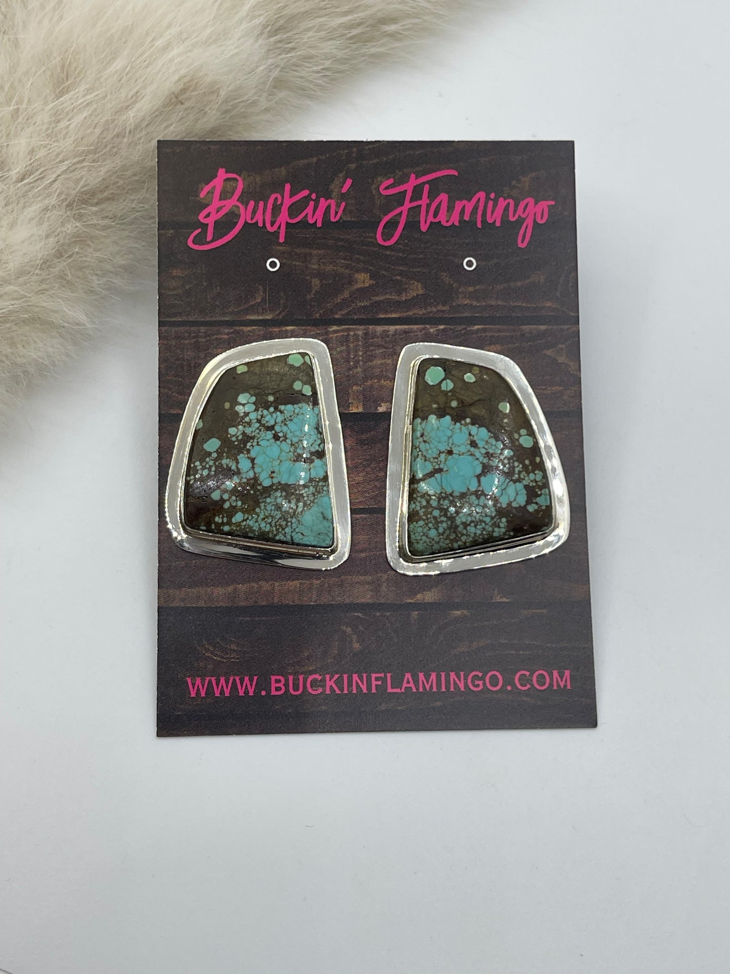 #8 Turquoise Post Earrings by Marie Jackson, Navajo