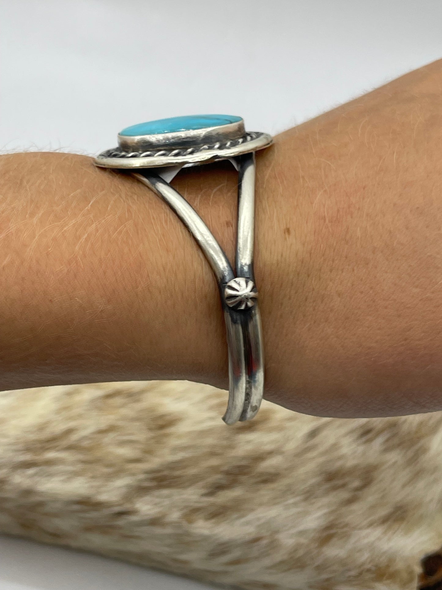 5 3/4"-7 1/4" Kingman Turquoise Cuff by Augustine Largo, Navajo