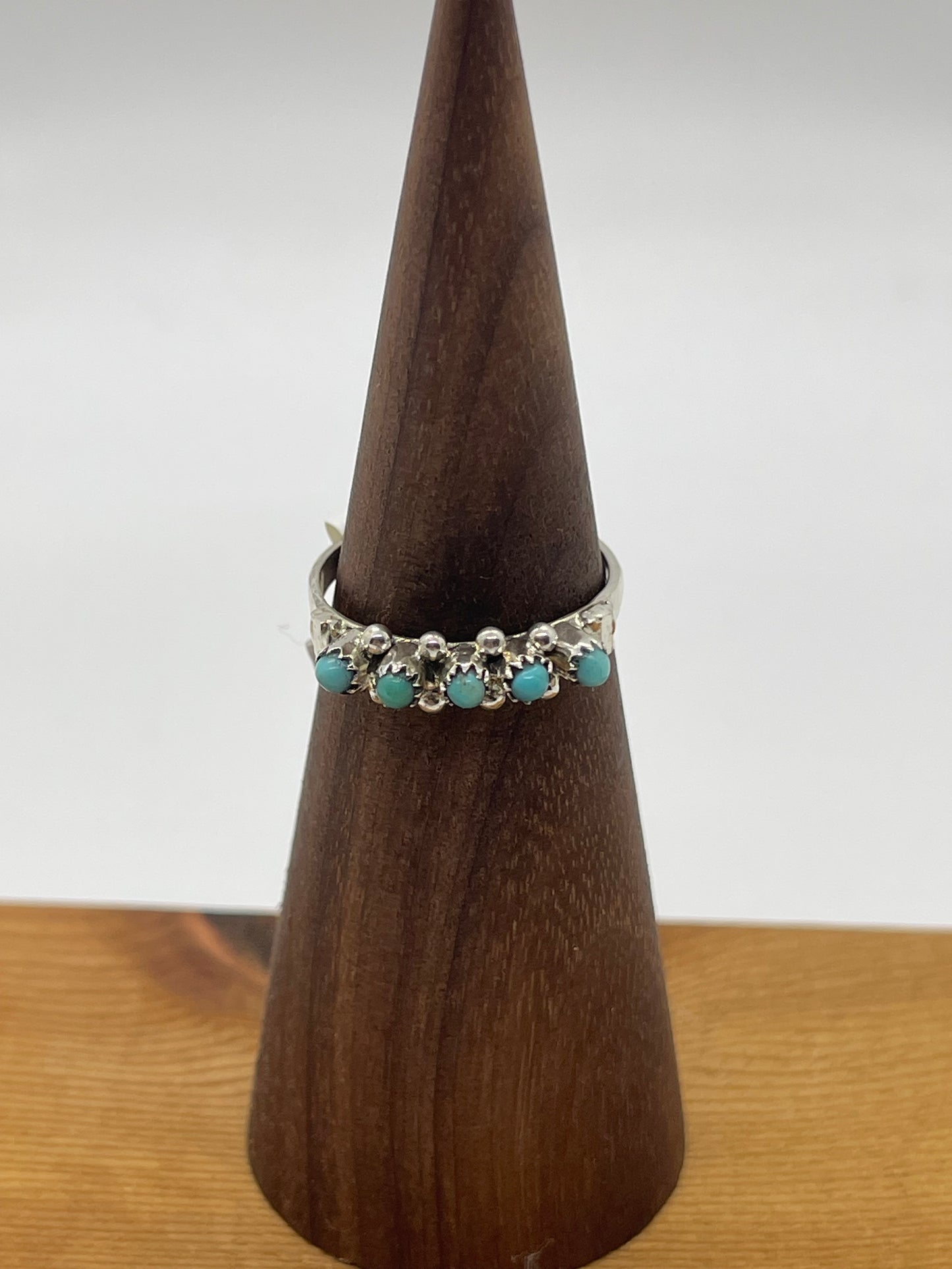 7.0 5 Stone Turquoise Ring by Stephen Haleo, Zuni