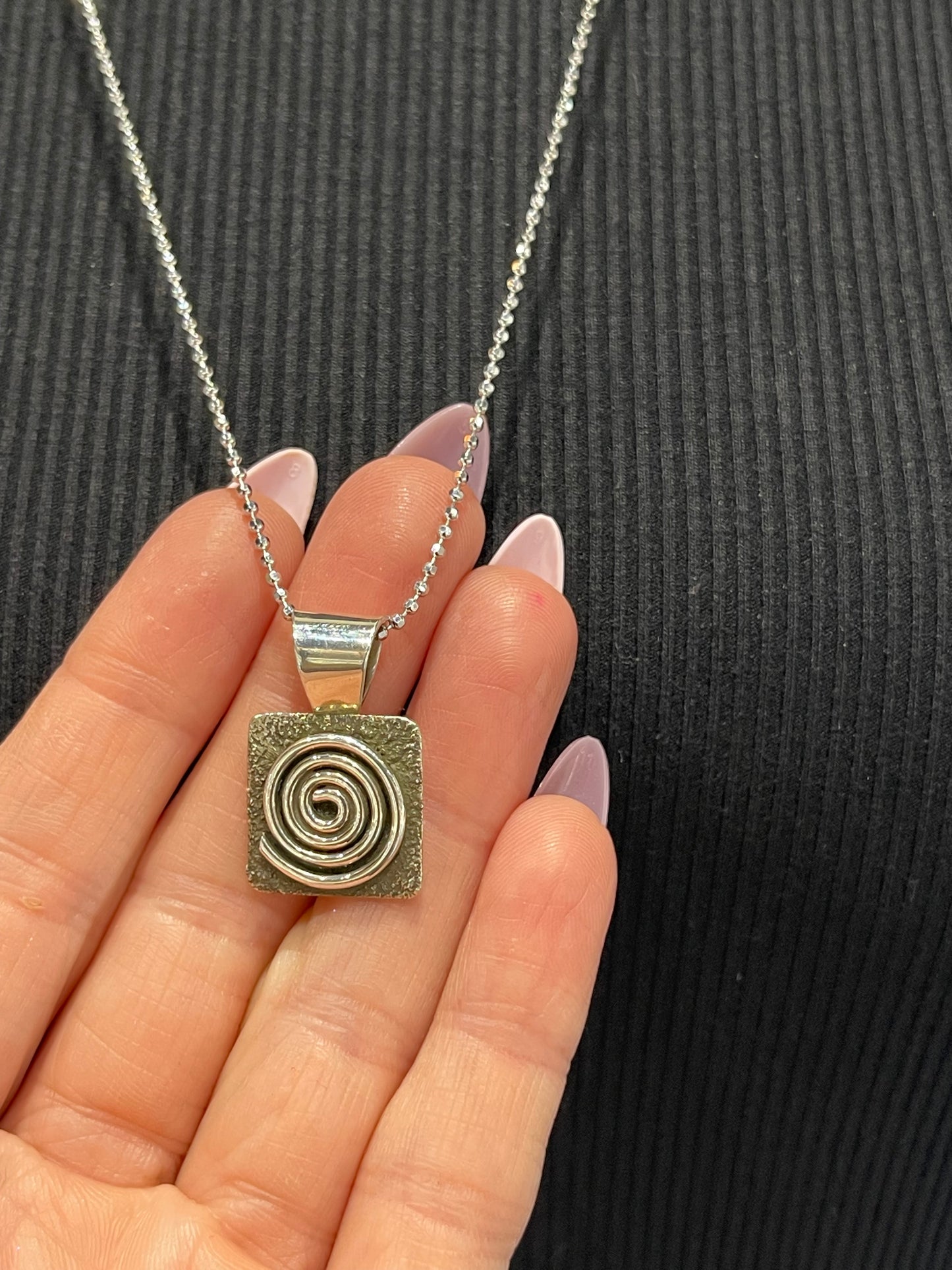 24”+3” Extender Spiral Mini Pendant by Alex Sanchez, Navajo