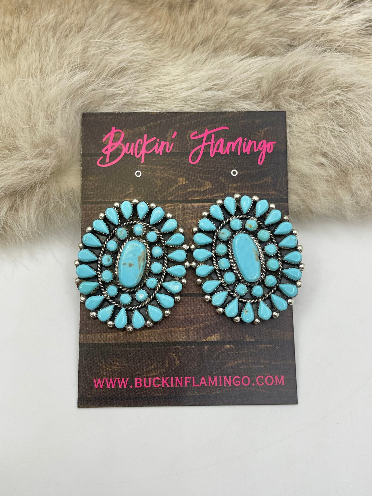 Turquoise Cluster Earrings by Gregg Paazho, Navajo