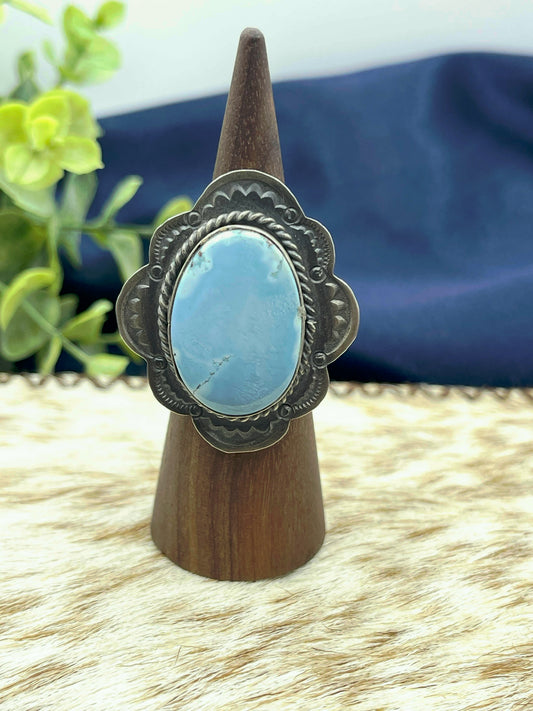 8.0 Oval Golden Hills Ring By Boyd Ashley, Navajo
