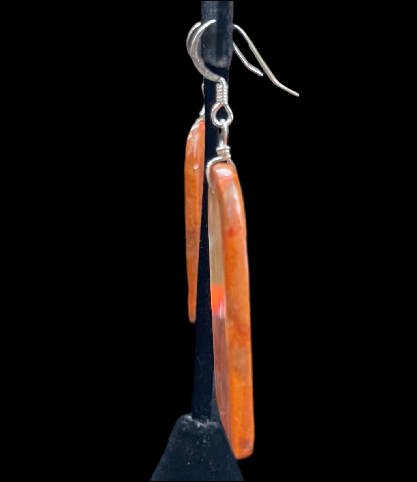 Apple Coral Slab Earrings by Joe Garcia, Santo Domingo
