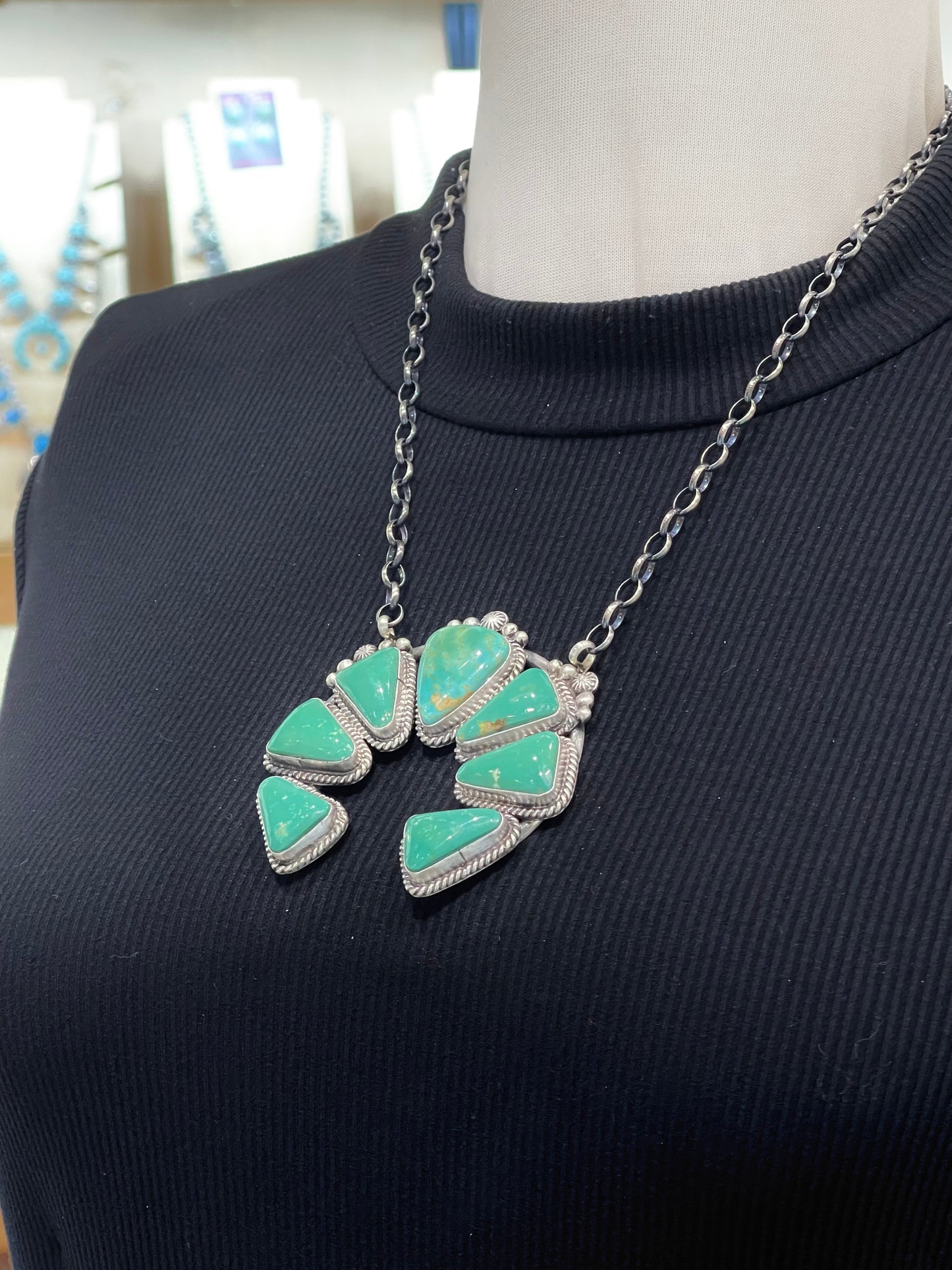 20" Royston Turquoise Naja Necklace by Elouise Kee, Navajo