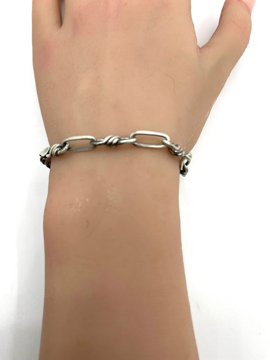 8" Handmade Heavy Silver Link Bracelet