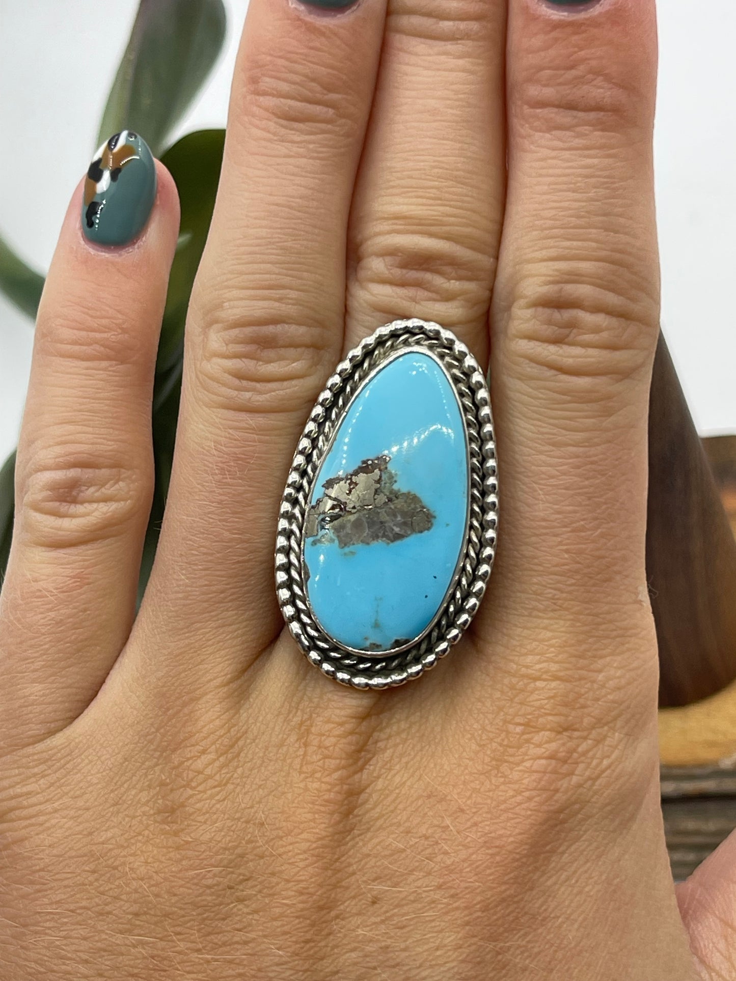6.0 Kingman Turquoise Ring by Andrew Vandever, Navajo
