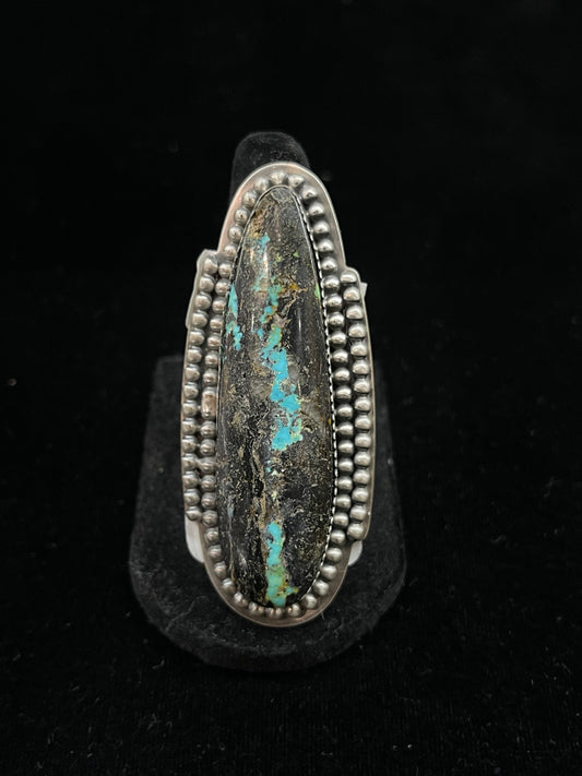 Adjustable Oval Blackjack Turquoise Ring by Zia