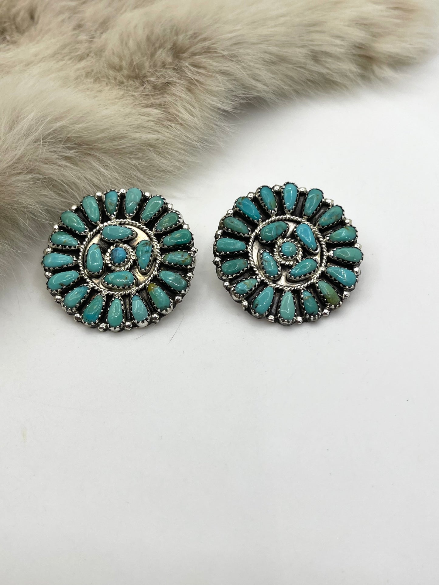 Post Towards Top Cluster Earrings By Zeita Begay, Navajo