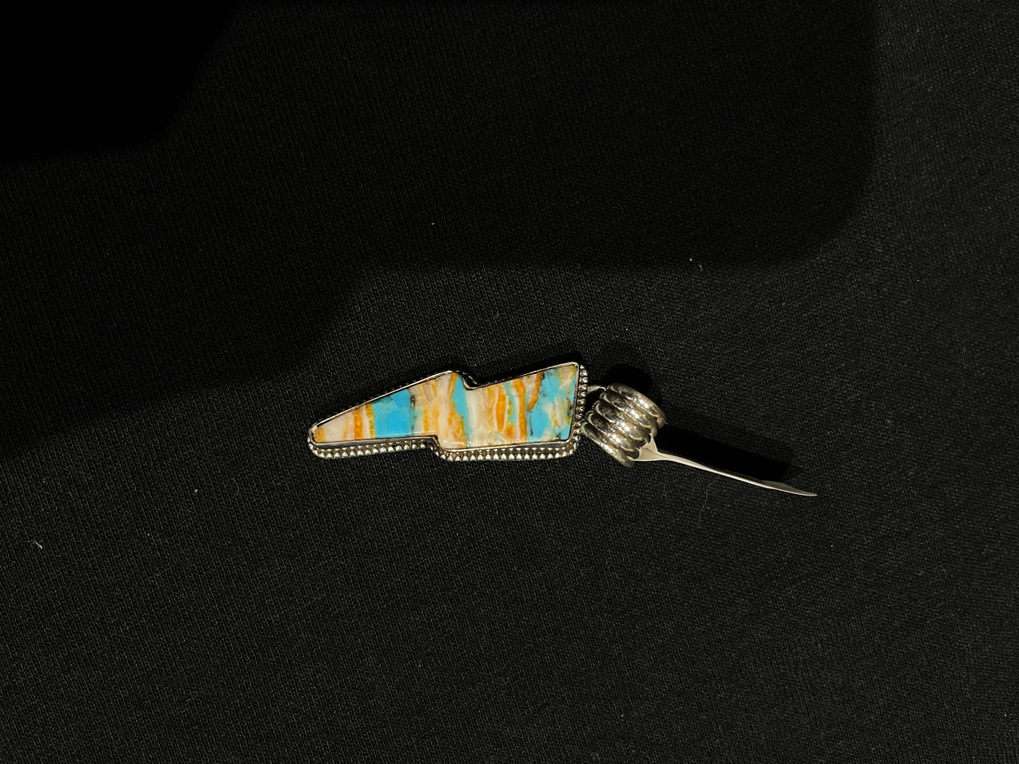 Spiny Turquoise Lightning Bolt Pendant with a 7mm Bale by Zia