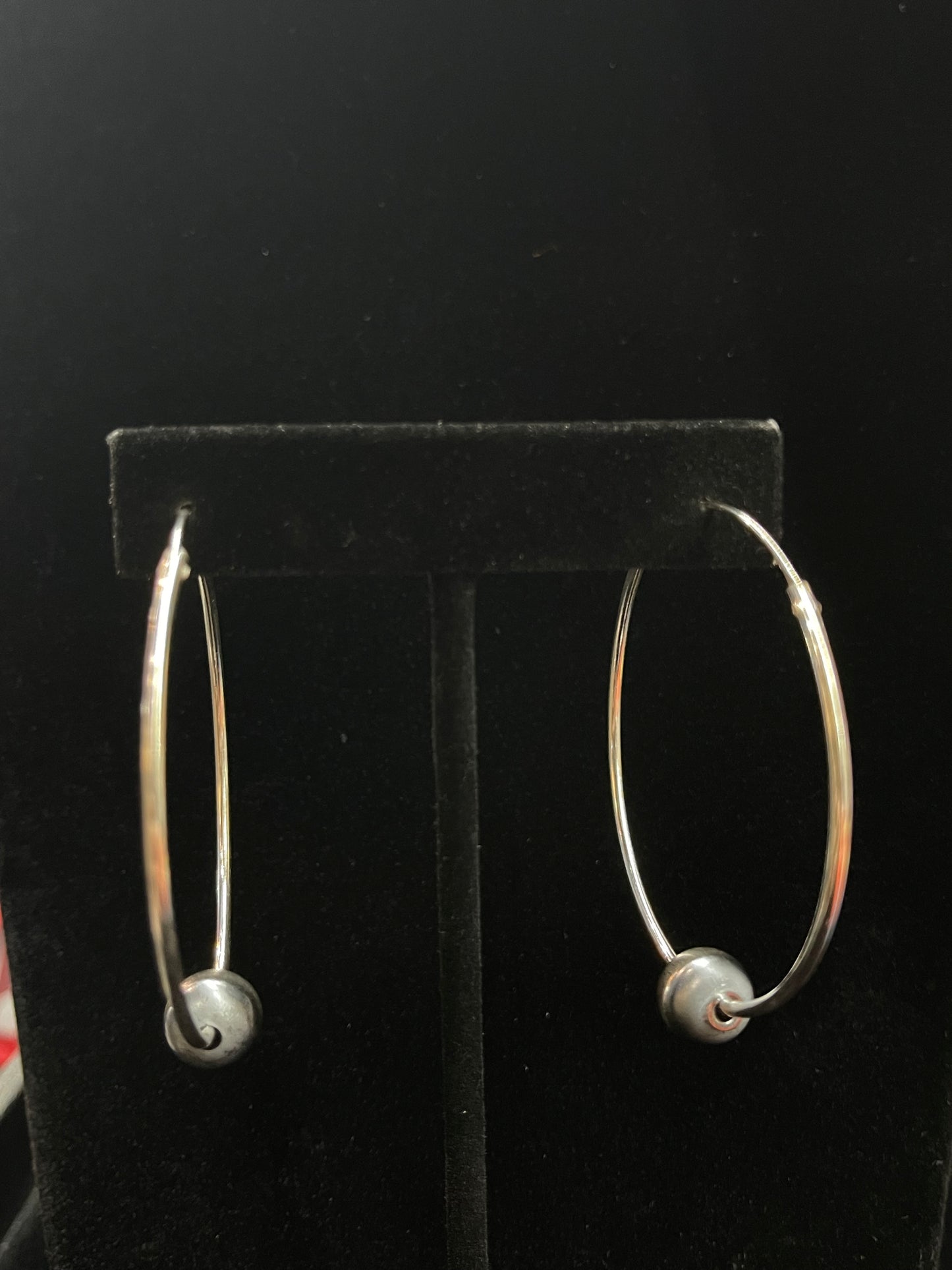 Silver Hoop Earrings with 10mm Navajo Pearls