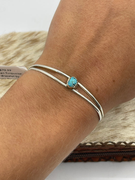 Kingman Turquoise Baby Bracelet by G.Perry, Navajo