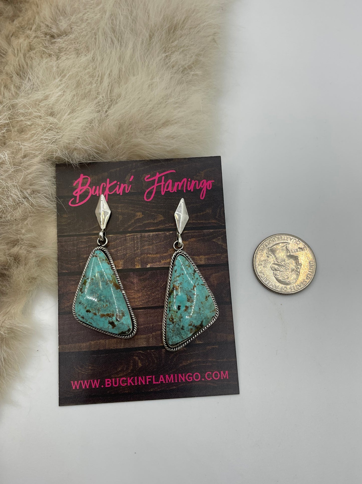 Kingman Turquoise Triangle Post Dangle by Mike Smith, Navajo