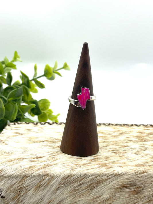 Adjustable Hot Pink Opal Lightning Bolt Ring