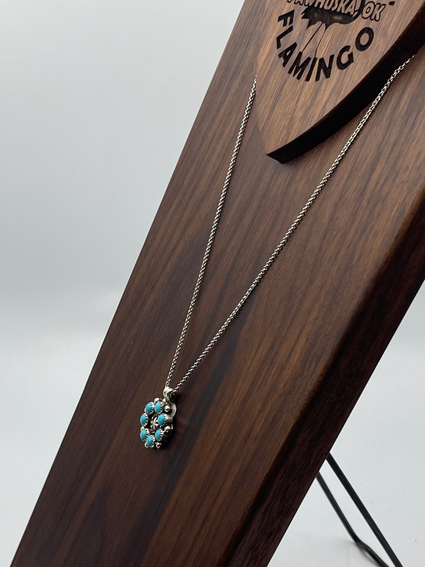 18" Kingman Turquoise Cluster Necklace by Fairren Begay, Navajo