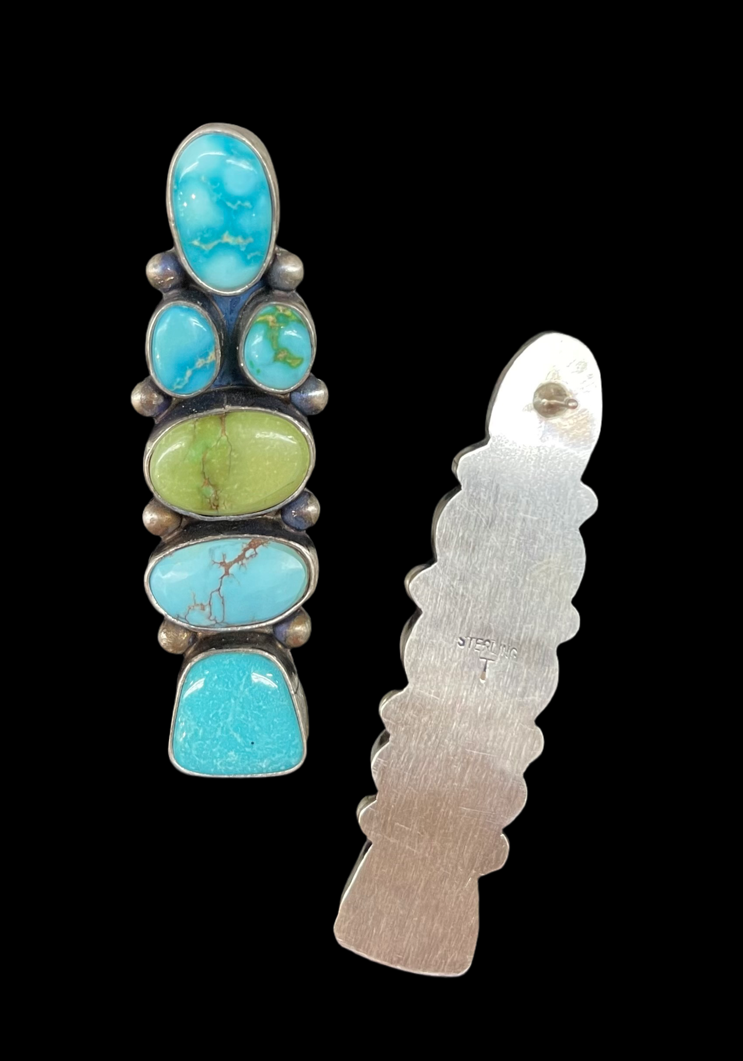 Multi-Turquoise Post Earrings by Timothy Yazzie, Navajo