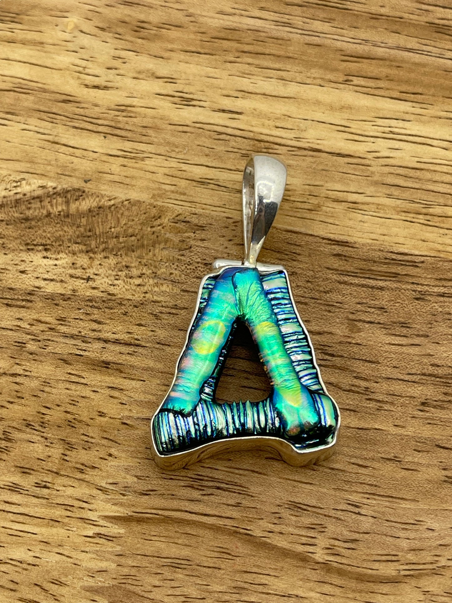 Dichroic Glass Pendant with an Open Back