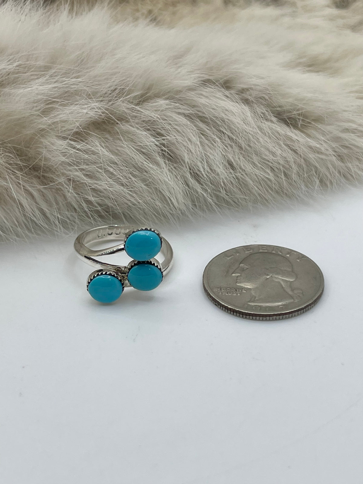 7.0 3 Stone Turquoise Ring by Paley & Darlene Coonsis, Zuni