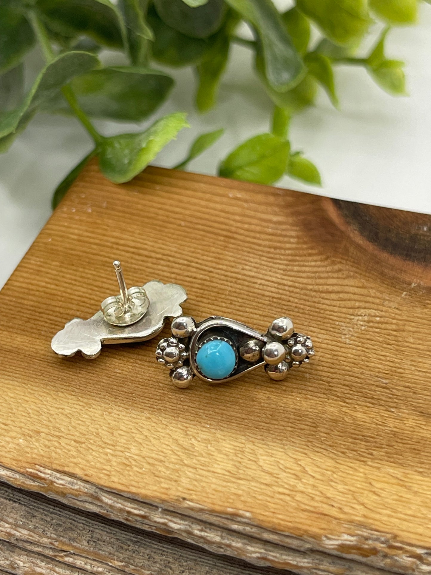 Post Teardrop with Turquoise Earrings