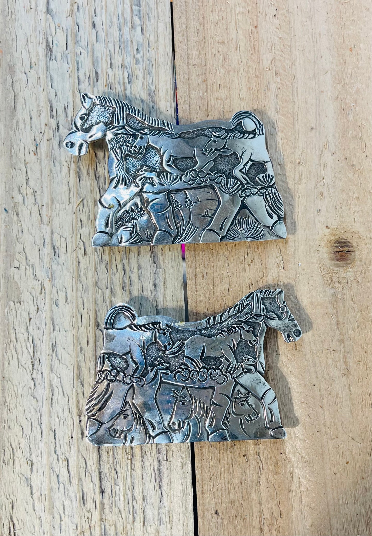 Sterling Silver Horse Belt Buckle by Lloyd Becenti, Navajo
