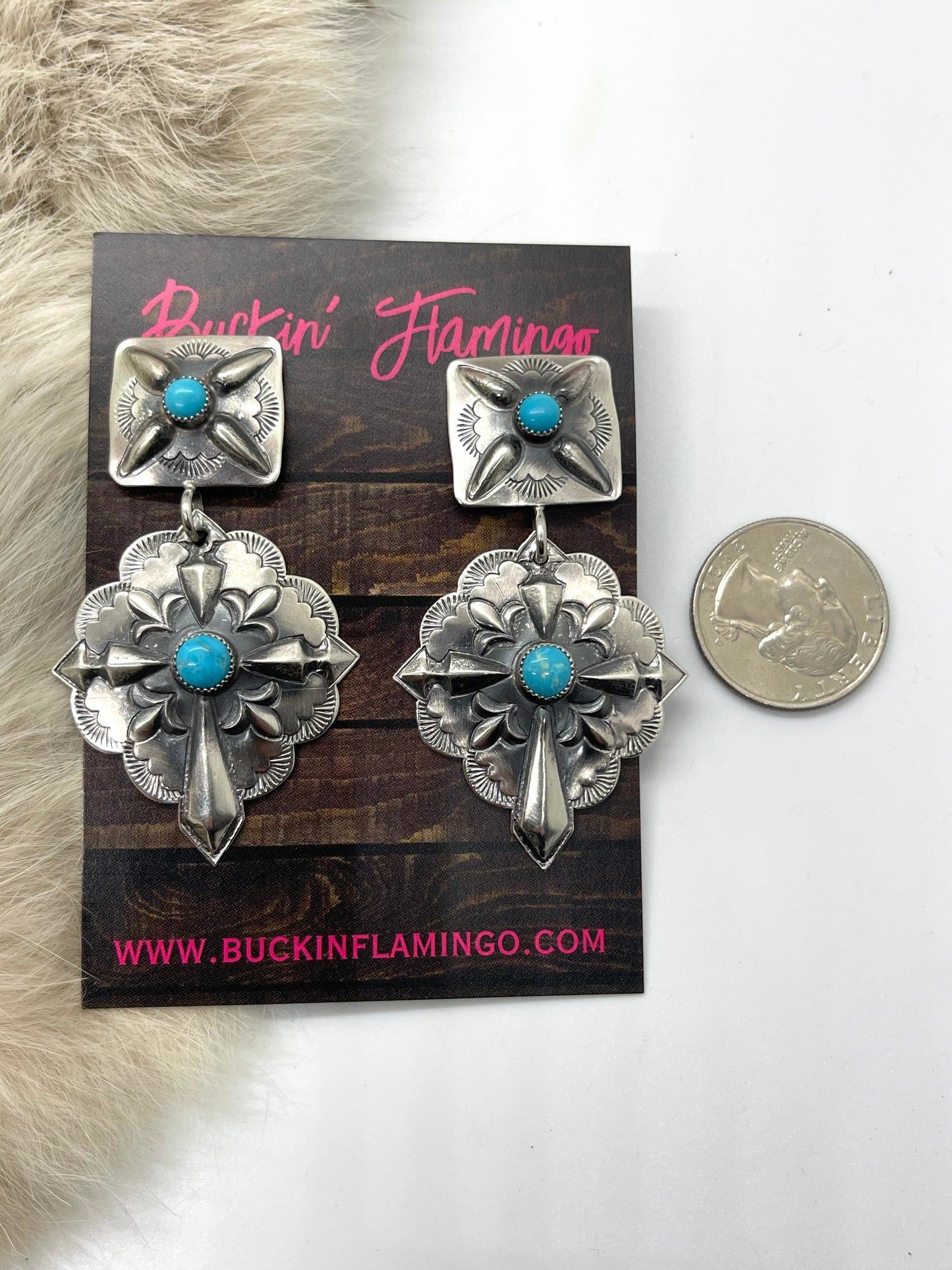 Double Concho Dangle Earrings by Glenn Livingston, Navajo