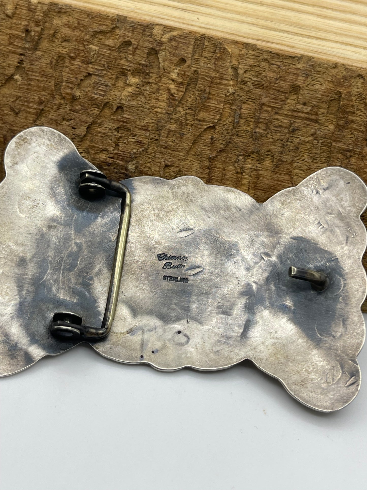 Belt Buckle with White Buffalo by Chimney Butte, Navajo