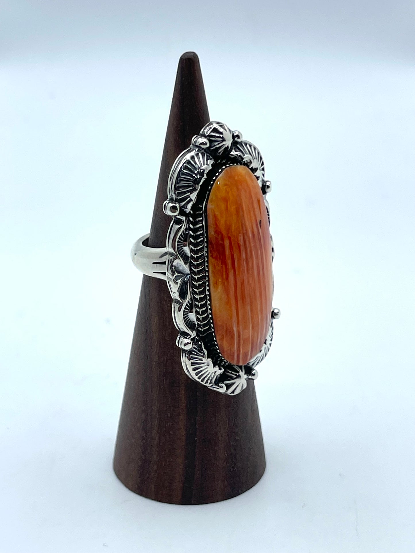 5.5 Orange Spiny Oyster Ring by Emerson Delgarito, Navajo